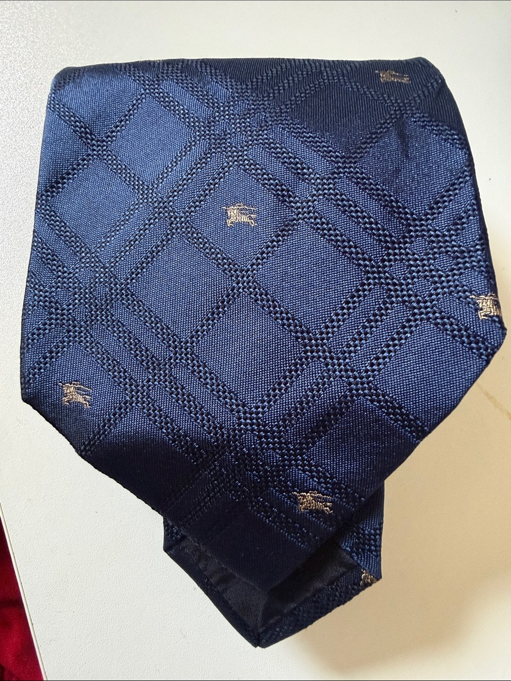 Burberry Navy Patterned Men's Tie - Classic Formal Accessory. Brand New.
